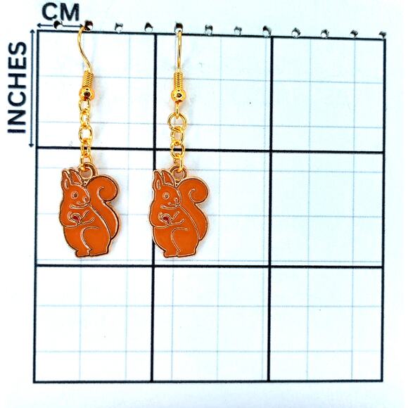 Squirrel Earrings Fall Jewelry Woodland Autumn Accessory - Picture 3 of 4